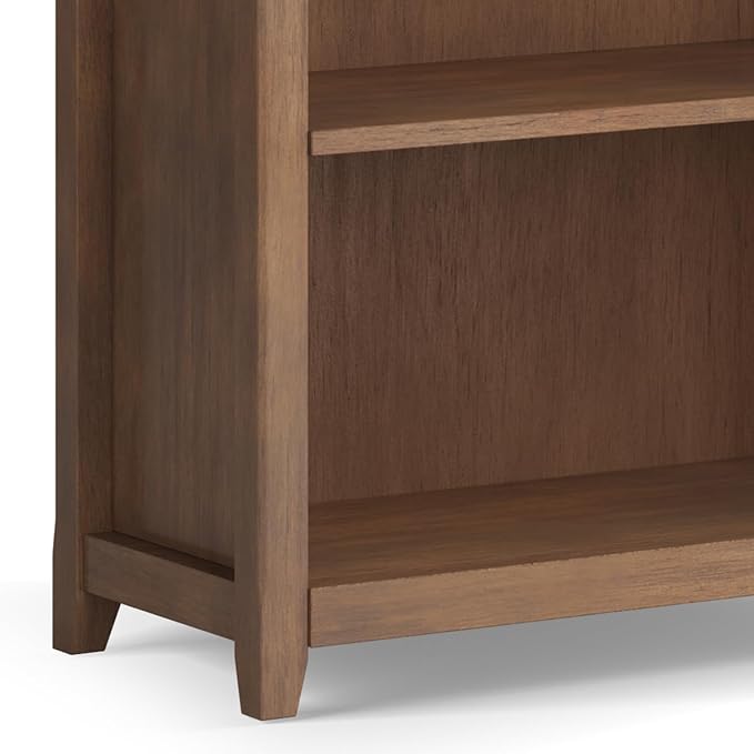 SIMPLIHOME Amherst SOLID WOOD 30 Inch Wide Transitional 5 Shelf Bookcase in Rustic Natural Aged Brown, for The Living Room, Study Room and Office