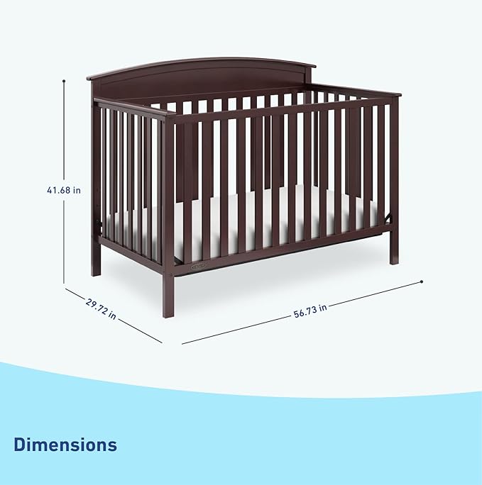 Graco Benton 5-in-1 Convertible Crib (Espresso) – GREENGUARD Gold Certified, Converts from Baby Crib to Toddler Bed, Daybed and Full-Size Bed, Fits Standard Full-Size Crib Mattress