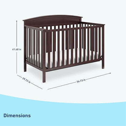 Graco Benton 5-in-1 Convertible Crib (Espresso) – GREENGUARD Gold Certified, Converts from Baby Crib to Toddler Bed, Daybed and Full-Size Bed, Fits Standard Full-Size Crib Mattress