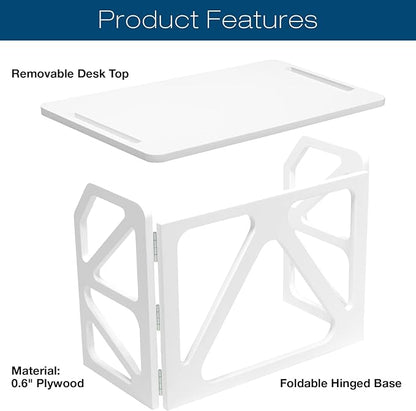 EXCELLO GLOBAL PRODUCTS Stow Away Desk with 30" x 47" Writing Surface: Perfect for Apartments, Dorms, Small Spaces and Work from Home (White)