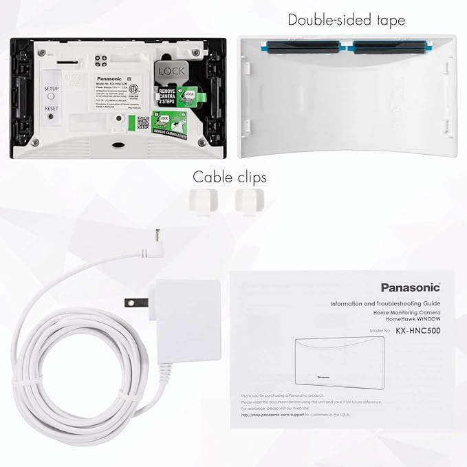 Panasonic HomeHawk Window Home Monitoring Camera for Outdoor Monitoring, Mounts to Inside Window, Color Night Vision, Wide Angle, 24/7 Full HD Recording, Person Detection, Alexa Compatible KX-HNC500
