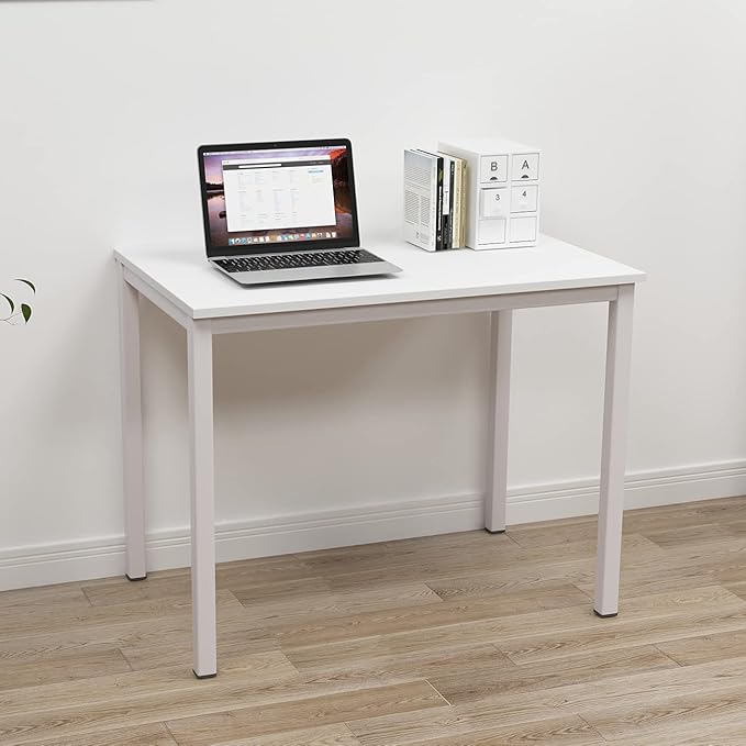 SogesGame Small Computer Desk, 39.4 inches Small Office Desk Computer Table Study Writing Desk Workstation for Home Office,White
