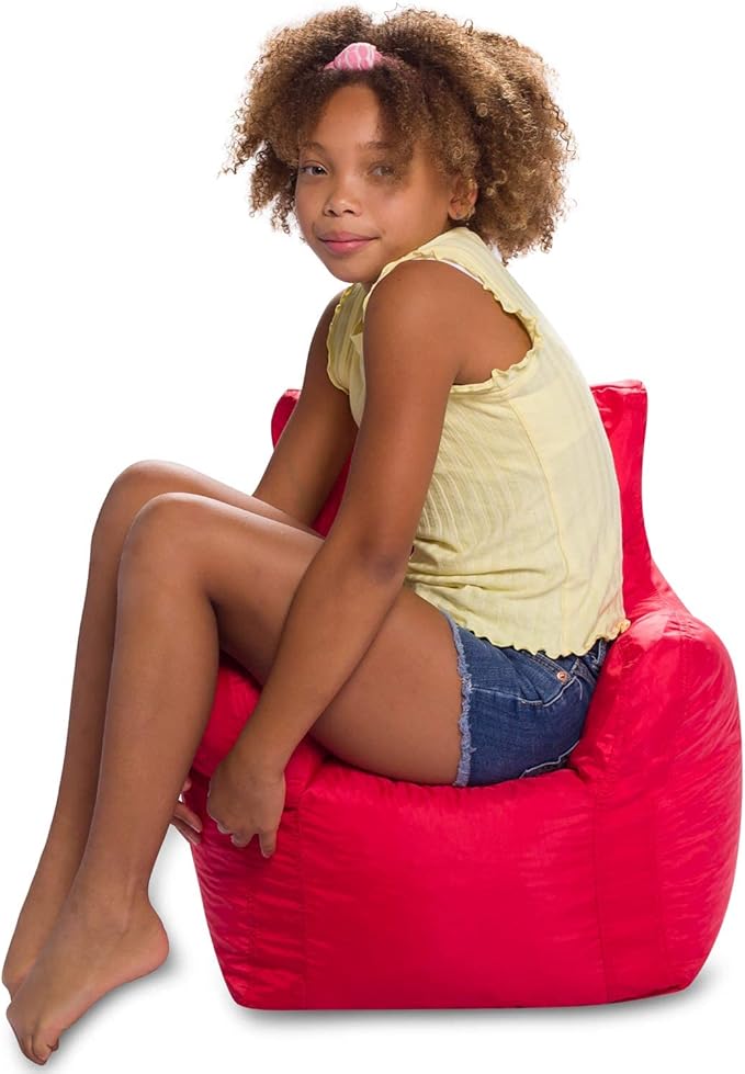 Posh Creations Bean Bag Structured Seat for Toddlers and Kids, Comfy Chair for Children, Pasadena, Red