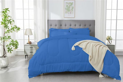 3 Piece Solid Color All Season Bedding Comforter Set Microfiber Soft Lightweight Bedding Set for Kids Teens Adults Room Decor with 1 Comforter and 2 Pillowcases Queen