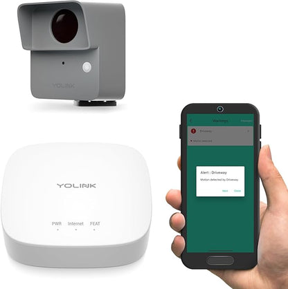 YoLink LoRa Smart Outdoor Motion Sensor, Driveway Alert, Property Invasion/Tresspassing Detector, 1/4 Mile Open Air Range, Email/SMS/Push Alerts, Alexa, IFTTT, Home Assistant (Hub Included!)