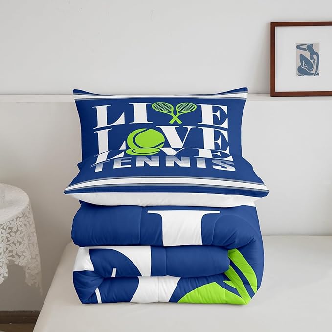 Feelyou Kids Tennis Comforter Set Twin Size Tennis Ball Bedding Set for Boys Girls Teens Bedroom Decor Ball Gaming Comforter Women Men Gift for Tennis Lover Duvet Set with 1 Pillow Case