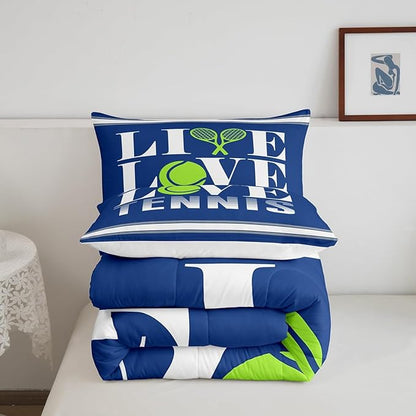 Feelyou Kids Tennis Comforter Set King Size Tennis Ball Bedding Set for Boys Girls Teens Bedroom Decor Ball Gaming Comforter Women Men Gift for Tennis Lover Duvet Set with 2 Pillow Case