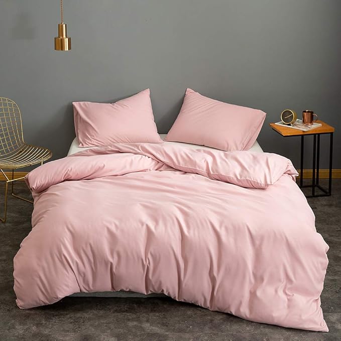 Pink Comforter King Size, Aesthetic Modern Bedding Set for Girls/Women, Cute Soft & Lightweight Chic Microfiber Bed Sets, 3 pcs-1 Comforter & 2 Pillowcases (104x90 Inches)