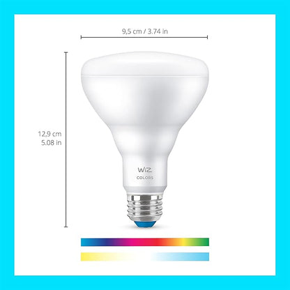 WiZ 65W BR30 Color LED Smart Bulb - Pack of 4 - E26- Indoor - Connects to Your Existing Wi-Fi - Control with Voice or App + Activate with Motion - Matter Compatible