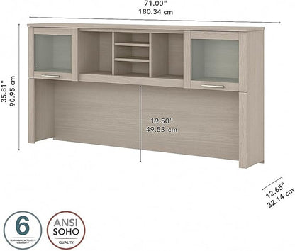 Bush Furniture Somerset 72W Desk Hutch in Sand Oak