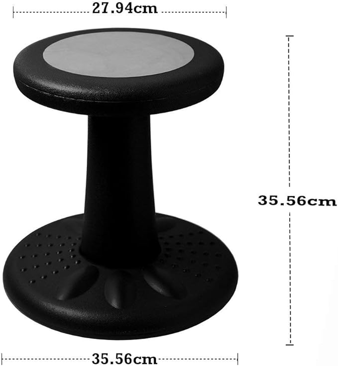 Studico ActiveChairs Kids Wobble Chair, Flexible Preschool & Elementary Classroom Seating, Improves Focus, Posture & Helps ADHD/ADD, Sensory Chair, [Active Fidget Chairs], 14" Stool, Ages 3-7, Black