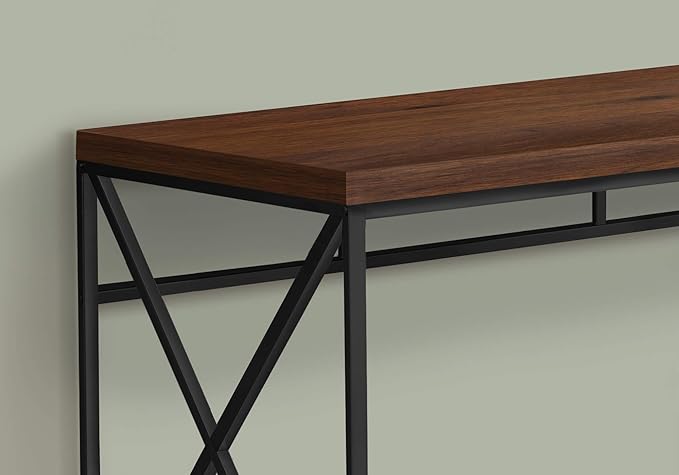 Monarch Specialties Modern Industrial Style-Home & Office Writing Table with Sturdy Crisscross Metal Computer Desk, 48" L, Cherry/Black Frame