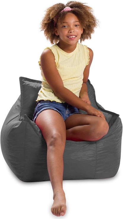 Posh Creations Bean Bag Chair Structured Comfy Seat Use for Gaming, Reading and Watching TV, Newport, Charcoal Gray
