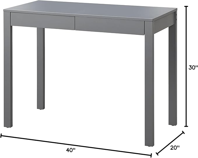 Target Marketing Systems Gabby Home Office, Study Room, Vanity or Bedroom, Computer 2 Drawers, Contemporary Style Desk with Storage, 40” x 20”, Charcoal