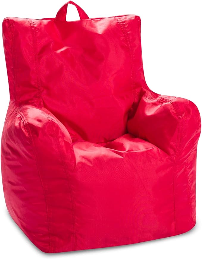 Posh Creations Bean Bag Structured Seat for Toddlers and Kids, Comfy Chair for Children, Pasadena, Red