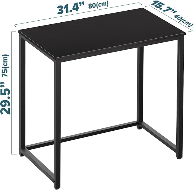 SINPAID Small Computer Desk 31.5 inches Desk for Small Spaces Sturdy Home Office Desk Modern Gaming Desk Study Writing Laptop Table, Black Desk