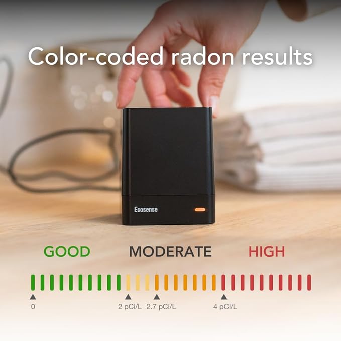 Ecosense EQ100 EcoQube, Digital Radon Detector, Fast Capture of Fluctuating Levels, Short & Long-Term Continuous Monitoring with Trend Charts, Remote Data Access, Only Support 2.4 GHz Networks