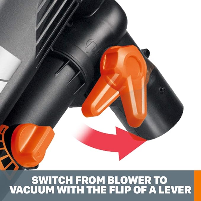 WORX WG505 TRIVAC 12 Amp 3-in-1 Electric Leaf Blower/Leaf Vacuum/Mulcher, Metal Impeller for Fine Mulching
