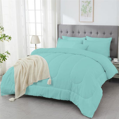 3 Piece Solid Color All Season Bedding Comforter Set Microfiber Soft Lightweight Bedding Set for Kids Teens Adults Room Decor with 1 Comforter and 2 Pillowcases King
