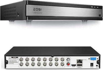 ZOSI H.265+ 16Channel 1080P 4-in-1 Hybrid Analog/AHD/TVI/CVI Security DVR Recorder for 960H/720P/1080P CCTV Security Surveillance Cameras,Remote Access, Motion Detection, Alert Push(No Hard Drive)