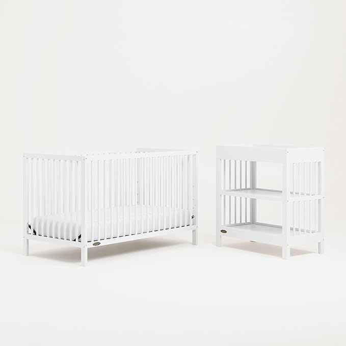 Graco Teddi 5-in-1 Convertible Crib (White) – GREENGUARD Gold Certified, Converts to Daybed, Toddler & Twin Bed with Headboard and Footboard, Adjustable Mattress Height