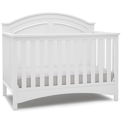 Delta Children Perry 6-in-1 Convertible Crib - Greenguard Gold Certified, Bianca White + Simmons Kids Radiant Sky Dual Sided Baby Crib Mattress and Toddler Mattress (Bundle)