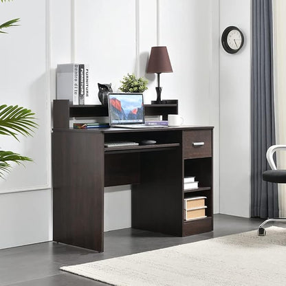ROCKPOINT Axess Computer Keyboard Tray and Drawer Small Home Office Bedroom, Homework and School Studying Writing Desk for Student with Storage,Chocolate