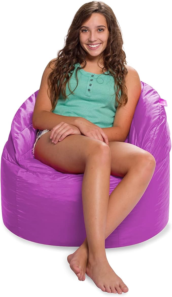 Posh Creations Structured Comfy Seat for Playrooms and Bedrooms, Large Bean Bag Chair, Sonoma Lounger, Purple