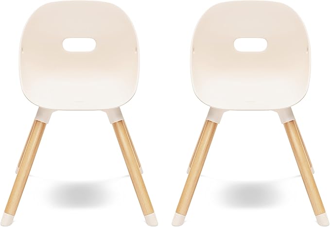 Lalo The Play Chair, Wooden and Non-Toxic Plastic Kids and Toddler Chair - Sturdy Bucket Seat and Easy to Clean Kids Chair with up to 200 lb. Weight Capacity, Set of 2 - Grapefruit