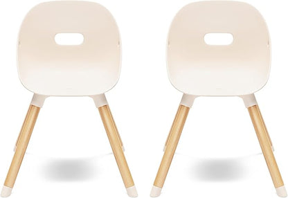 Lalo The Play Chair, Wooden and Non-Toxic Plastic Kids and Toddler Chair - Sturdy Bucket Seat and Easy to Clean Kids Chair with up to 200 lb. Weight Capacity, Set of 2 - Grapefruit