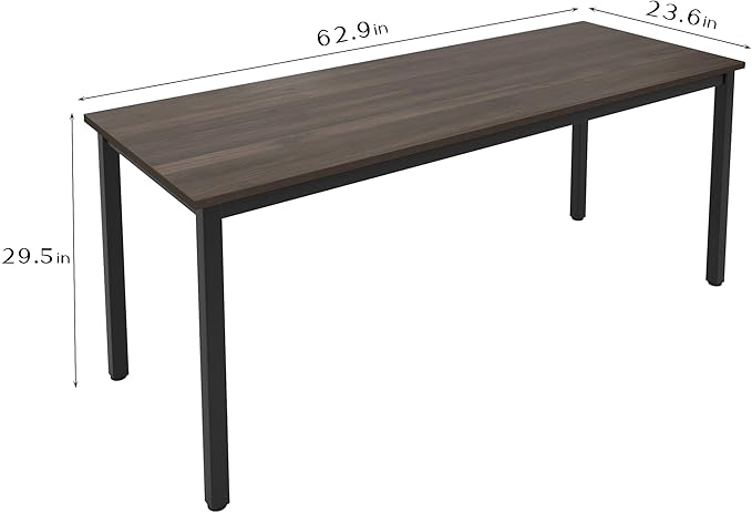 SogesGame Computer Desk, 63 inches Office Desk Computer Table Study Writing Desk Workstation for Home Office, Dining Table Walnut