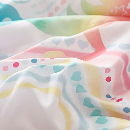 Twin Comforter Set for Girls, 6 Pieces Bed in a Bag, Colorful Unicorn Bedding Comforter Sheet Set, Ultra Soft and Fluffly, Pink & Rainbow Color, Colorful Bed in a Bag for Girls