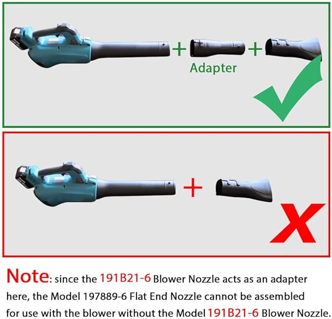 197889-6 Blower Flat End Nozzle, Compatible with 18V X2 36V Hand held Blower, Fits XBU03 & XBU02Z Model