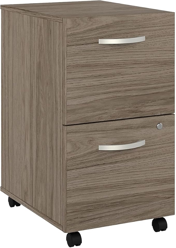 Bush Furniture HYF116MHSU-Z Bush Business Furniture Hybrid 2-Drawer Mobile File Cabinet, Letter/Legal, Modern Hickory, 20-Inch