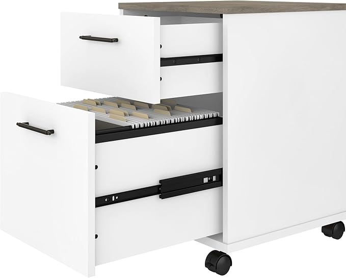 Bush KWF116G2W-03 2-Drawer Mobile File Cabinet Ltr/Lgl Shiplap Gray/Pure White 15.51-Inch