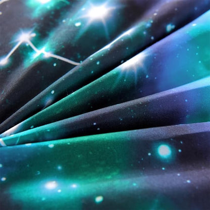 Holawakaka Tie Dye Constellation Print Ombre Comforter Set Full Size Girls Boys Gradient Galaxy Bedding Set (Black Green,Full)