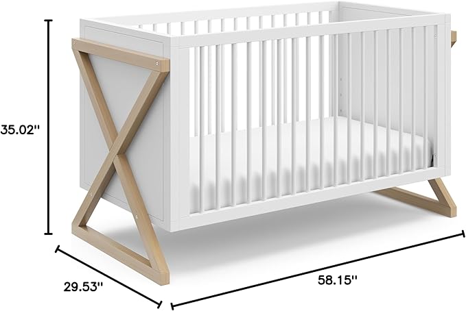 Storkcraft Equinox 3-in-1 Convertible Crib (Driftwood) - Easily Converts to Toddler Bed & Daybed, 3-Position Adjustable Mattress Support Base, Modern Two-Tone Design for Contemporary Nursery