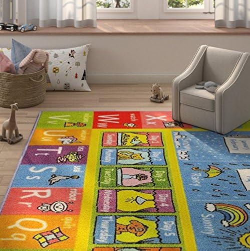 KC Cubs Playtime Collection ABC Alphabet, Seasons, Months and Days of The Week Educational Learning & Game Area Rug Carpet for Kids and Children Bedrooms and Playroom