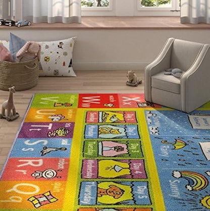 KC Cubs Playtime Collection ABC Alphabet, Seasons, Months and Days of The Week Educational Learning & Game Area Rug Carpet for Kids and Children Bedrooms and Playroom