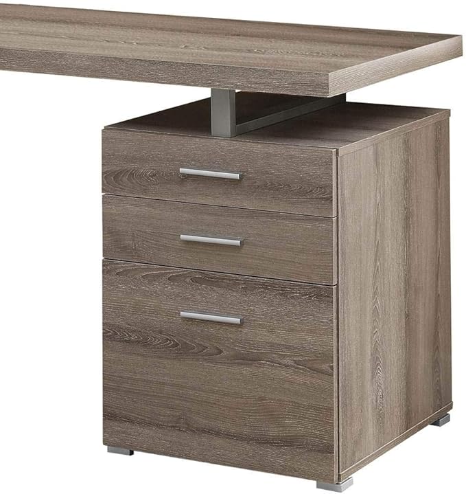 Monarch Specialties Computer Desk with File Cabinet-Left or Right Set-Up, 48" L, Dark Taupe