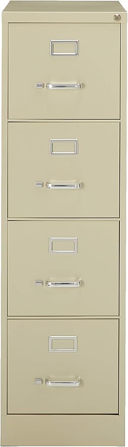 Lorell 4-Drawer Vertical File with Lock, 15 by 25 by 52-Inch, Putty