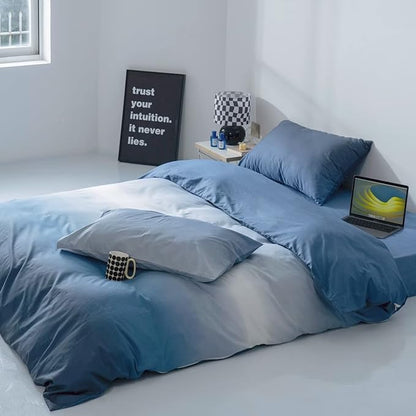 Blue Gradient Comforter Set Full Gradient Blue Queen Bedding Comforter Set Multicolor Light Blue Bedding Set Blanket Quilts Blue Color Comforter Set for Full Bed