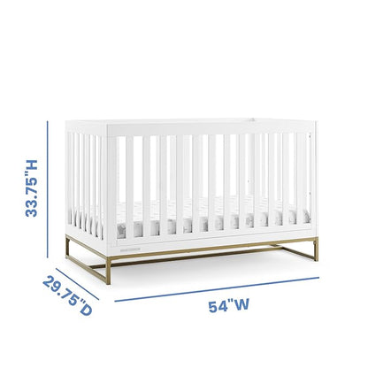 Delta Children Jade 4-in-1 Convertible Crib - Greenguard Gold Certified, Bianca White/Bronze