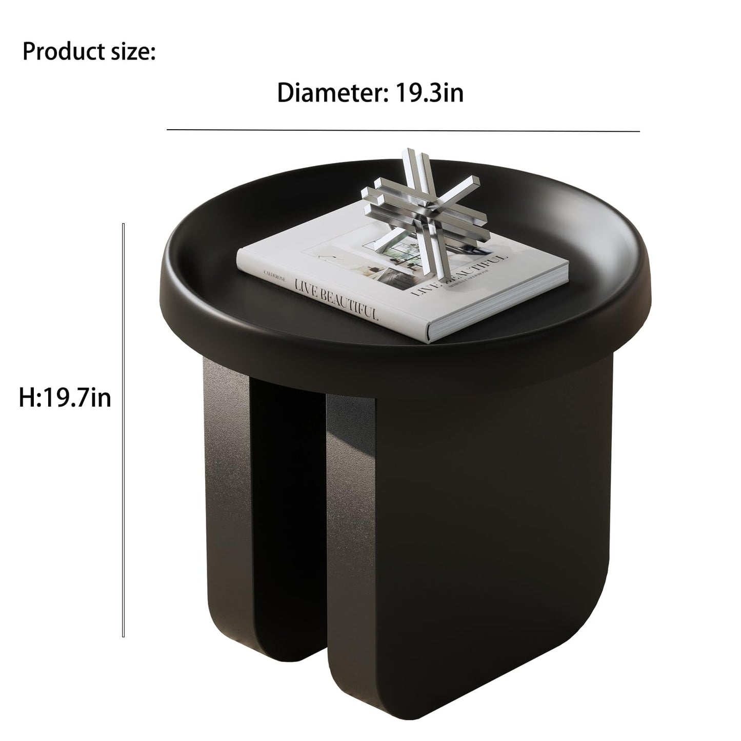 Round Coffee Table,Modern Coffee Table,Unique Circle Coffee Tables,Metal Center Table for Living Room (Black, 29.5 x 16.5)