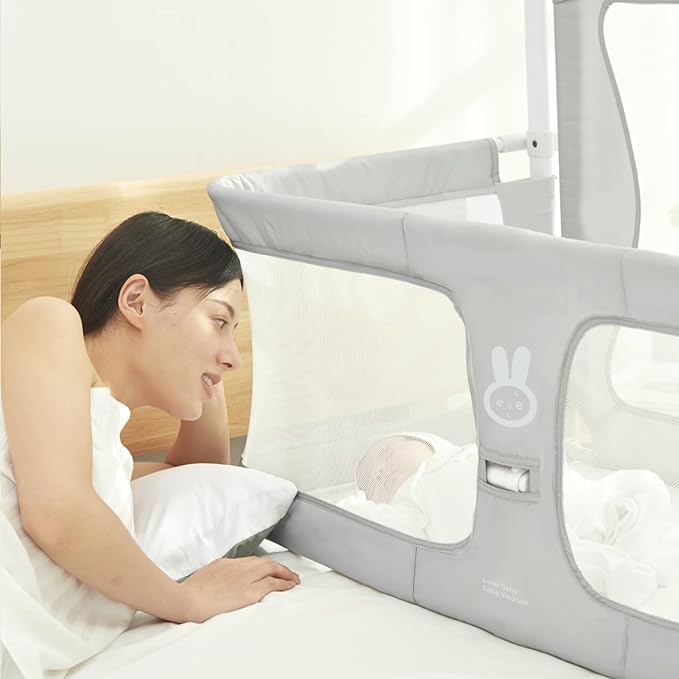 SISTINE Baby Bedside Crib, 3 in 1 Baby Bassinet, Baby bedside bassinet, Safe bedside bassinet,Crib Safe Sleeping Together，Infant/Baby Boy/Baby Girl/Crib Side Bassinet (Gray)
