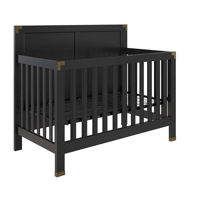 Baby Relax Miles 5-in-1 Convertible Crib, Solid Pine Wood, Black