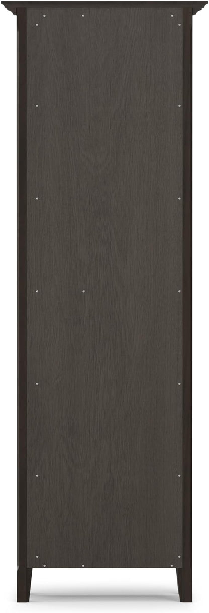 SIMPLIHOME Amherst SOLID WOOD Transitional 5 Shelf Bookcase for The Living, Study Room and Office, 24 inch, Hickory Brown