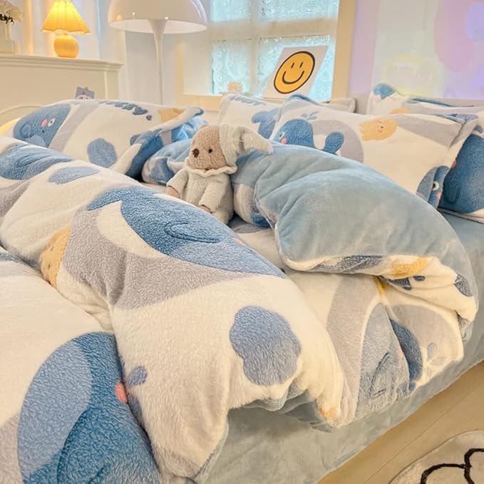 MorroMorn Twin Duvet Cover Set, Blue Whale Comforter Covers Bedding Sets, Fluffy Blanket Ultra Soft Kawaii Cute for Girls Toddler Kids Teen Women Twin/Twin XL Size