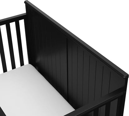Graco Hadley 5-in-1 Convertible Crib with Drawer (Black) – Combo, Includes Full-Size Nursery Storage, Converts from Baby Crib to Toddler Bed, Daybed