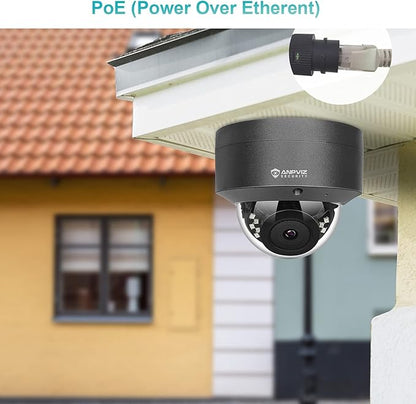 Anpviz 5MP PoE Camera, Outdoor Vandal Dome Security PoE IP Camera with Audio, 98ft Night Vision, H.265, 24/7 Recording Waterproof IP66 Indoor, Wide Angle 2.8mm (Grey), NDAA Compliant (U Series)
